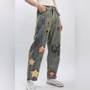Blue Velvet Multi Patchwork Denim Pants